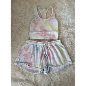 Ocean Drive Tie Dye Lounge Set Women S/M Pastel 2 Piece Shorts Crop Top